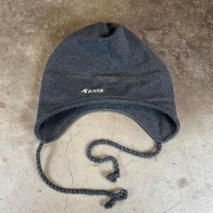 Vintage 90s Grey EMS fleece hat with adjustable cord
